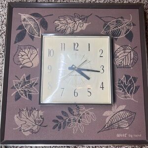 Vintage General Electric Retro MCM Wall Clock Leaf Leaves Fall Square